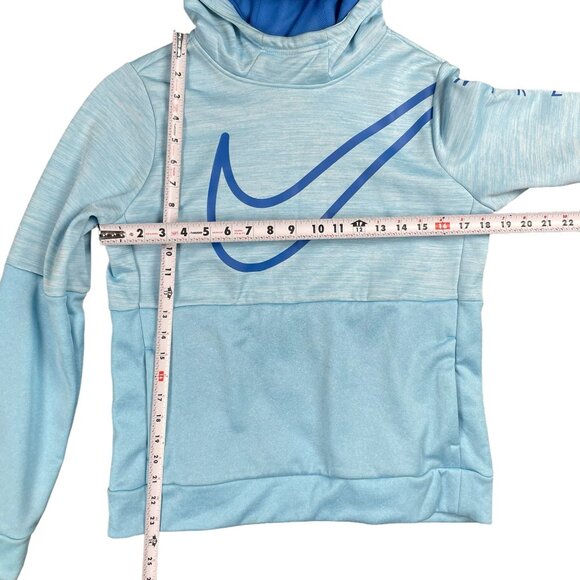 Nike Girls Hoodie XL Blue Therma Dri Fit Training Pull Over Sweatshirt Warm Soft - Picture 8 of 14